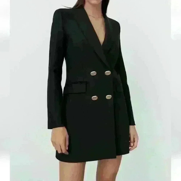 Zara black blazer dress with golden buttons double-breasted style size xs -  ohana-automobiles.fr